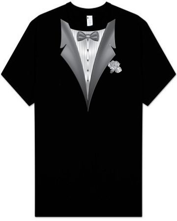 Tuxedo T-shirts - Tall Size - Tux with White Flower