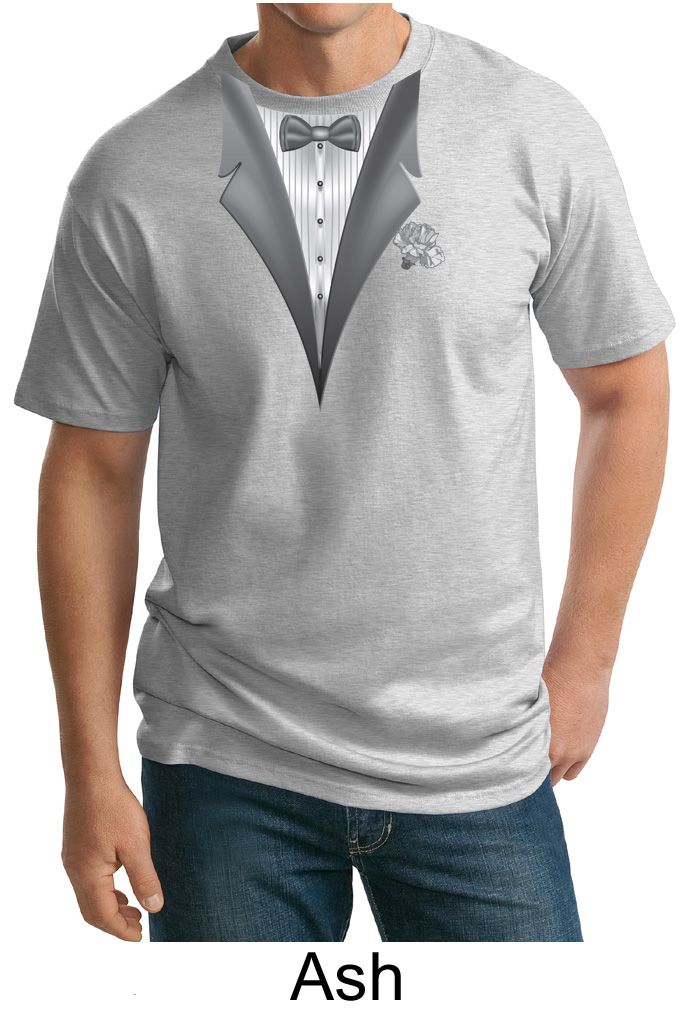Tuxedo Tall Tshirt with White Flower Funny Adult Tee Shirt Tuxedo