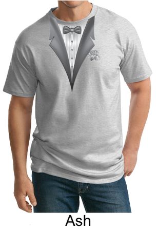 Tuxedo Tall T-shirt with White Flower Funny Adult Tee Shirt