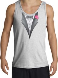 Tuxedo Tank Top with Pink Flower - Ash Grey