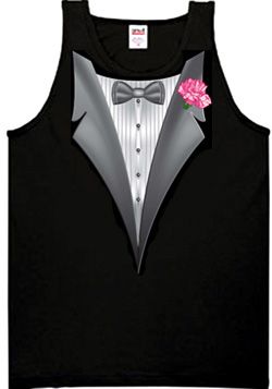 Tuxedo Tank Top with Pink Flower - Black