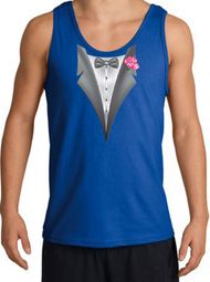 Tuxedo Tank Top with Pink Flower - Royal Blue