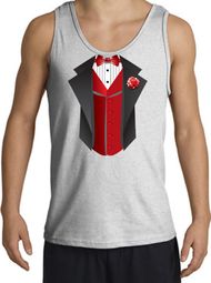 Tuxedo Tank Top with Red Vest - Ash