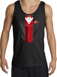 Tuxedo Tank Top with Red Vest - Black