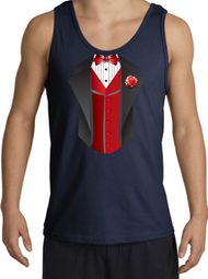 Tuxedo Tank Top with Red Vest - Navy