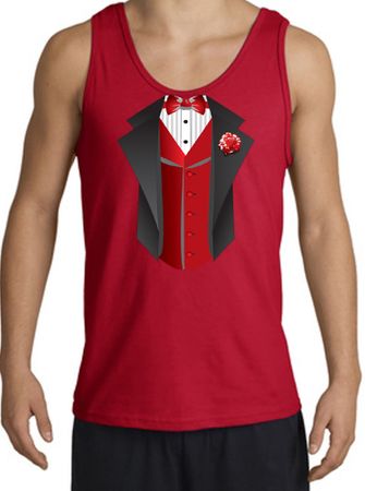 Tuxedo Tank Top with Red Vest - Red
