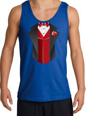Tuxedo Tank Top with Red Vest - Royal