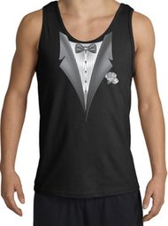 Tuxedo Tank Top with White Flower - Black Tuxedo Tank Top with White Flower - Black