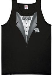 Tuxedo Tank Top with White Flower - Black Tuxedo Tank Top with White Flower - Black