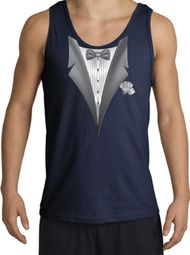 Tuxedo Tank Top with White Flower - Navy blue Tuxedo Tank Top with White Flower - Navy blue