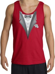 Tuxedo Tank Top with White Flower - Red Tuxedo Tank Top with White Flower - Red