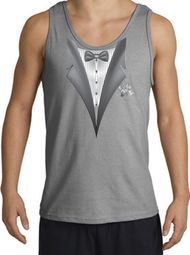 Tuxedo Tank Top with White Flower - Sports Grey Tuxedo Tank Top with White Flower - Sports Grey