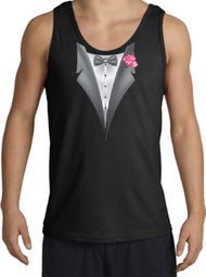 Tuxedo Tank Tops With Pink Flower