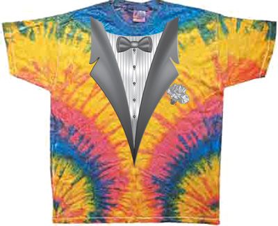 Tuxedo Tie Dye Shirt Tux Woodstock Colorful Tee Shirt
