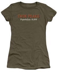 Twin Peaks Juniors Shirt Population Military Green T-Shirt