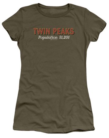 Twin Peaks Juniors Shirt Population Military Green T-Shirt