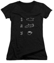 Twin Peaks Juniors V Neck Shirt Coffee Log Fish Black T-Shirt