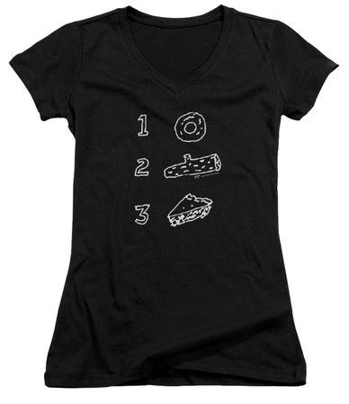 Twin Peaks Juniors V Neck Shirt Pie Log Donut Black T-Shirt