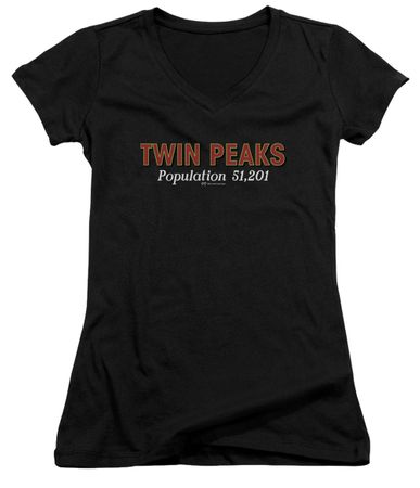 Twin Peaks Juniors V Neck Shirt Population 2 Black T-Shirt