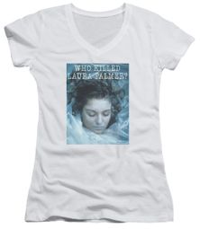 Twin Peaks Juniors V Neck Shirt Who Killed Laura White T-Shirt Twin Peaks Juniors V Neck Shirt Who Killed Laura White T-Shirt