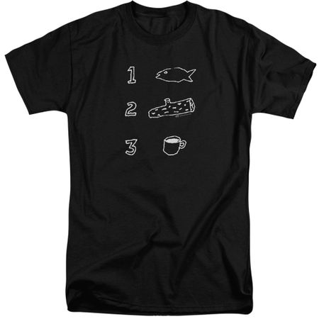 Twin Peaks Shirt Coffee Log Fish Black Tall T-Shirt