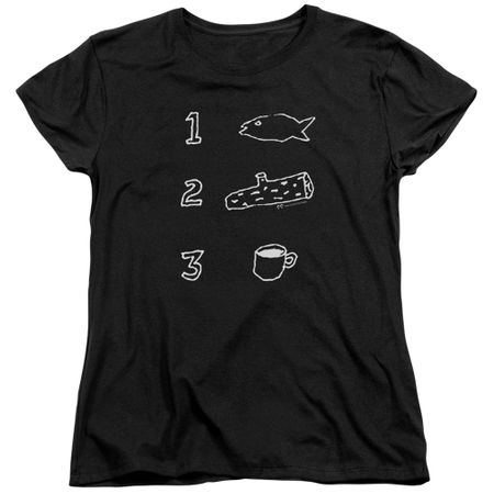 Twin Peaks Womens Shirt Coffee Log Fish Black T-Shirt