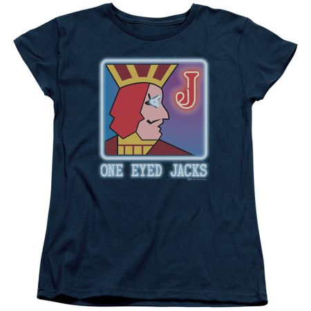 Twin Peaks Womens Shirt One Eyed Jacks Navy Blue T-Shirt