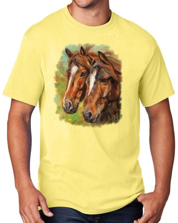 Horse Couple Equestrian Adult T-shirt - Yellow