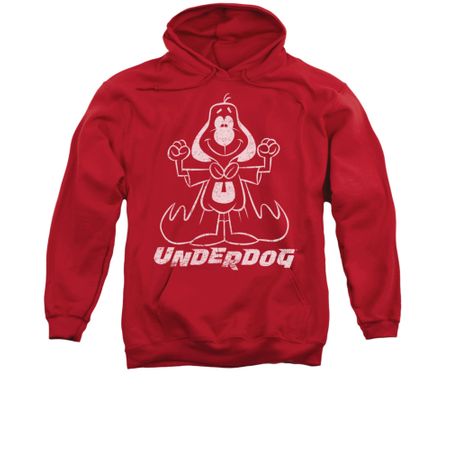 Underdog Hoodie Sweatshirt Outline Under Red Adult Hoody Sweat Shirt