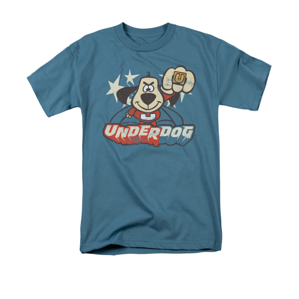 Underdog Shirt Flying Logo Adult Slate Tee T-Shirt - Underdog Flying Logo Shirts