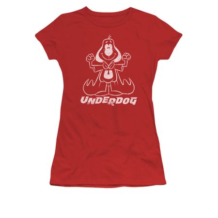Underdog Shirt Outline Under Juniors Red Tee T-Shirt