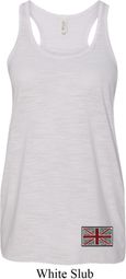 Union Jack Patch Bottom Print Ladies Flowy Racerback Tanktop