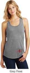 Union Jack Patch Bottom Print Ladies Racerback Tank Top