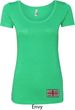 Union Jack Patch Bottom Print Ladies Scoop Neck Shirt