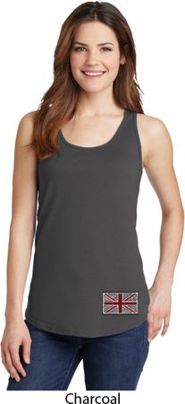 Union Jack Patch Bottom Print Ladies Tank Top