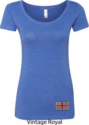 Union Jack Patch Ladies Bottom Print Shirts