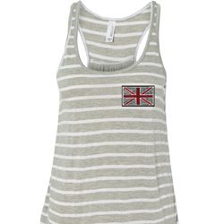 Union Jack Patch Pocket Print Ladies Flowy Racerback Tanktop