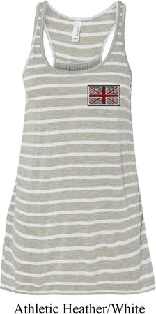 Union Jack Patch Pocket Print Ladies Flowy Racerback Tanktop