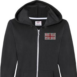 Union Jack Patch Pocket Print Ladies Full Zip Hoodie