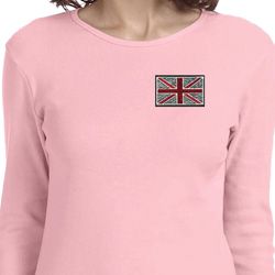 Union Jack Patch Pocket Print Ladies Long Sleeve Shirt
