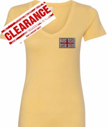 Union Jack Patch Pocket Print Ladies V-Neck Shirt Union Jack Patch Pocket Print Ladies V-Neck Shirt