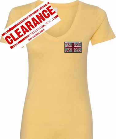 Union Jack Patch Pocket Print Ladies V-Neck Shirt