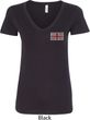 Union Jack Patch Pocket Print Ladies V-Neck Shirt
