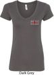 Union Jack Patch Pocket Print Ladies V-Neck Shirt