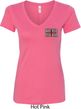 Union Jack Patch Pocket Print Ladies V-Neck Shirt