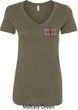 Union Jack Patch Pocket Print Ladies V-Neck Shirt
