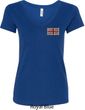Union Jack Patch Pocket Print Ladies V-Neck Shirt