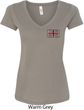 Union Jack Patch Pocket Print Ladies V-Neck Shirt