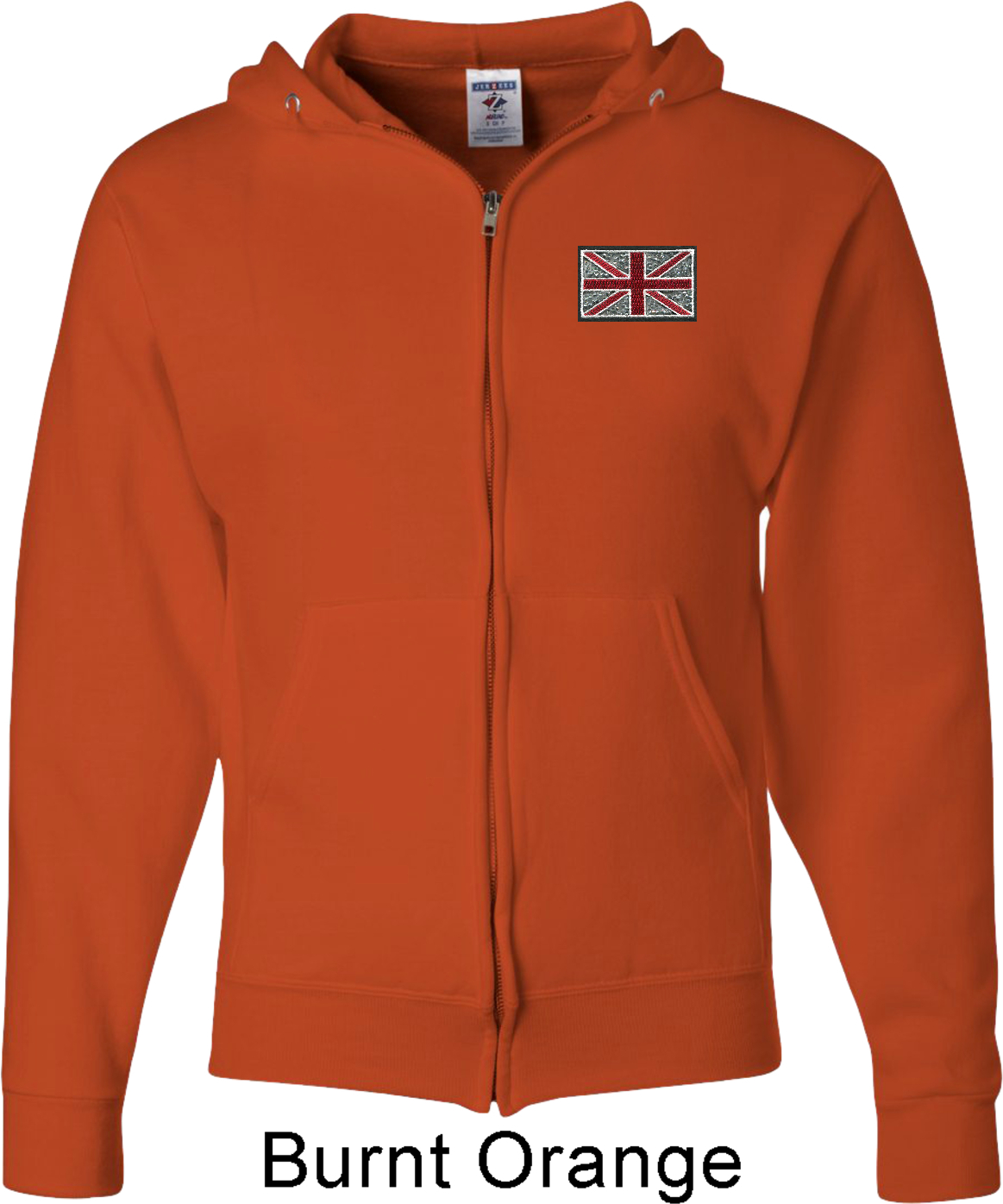 Union Jack Patch Pocket Print Mens Full Zip Hoodie