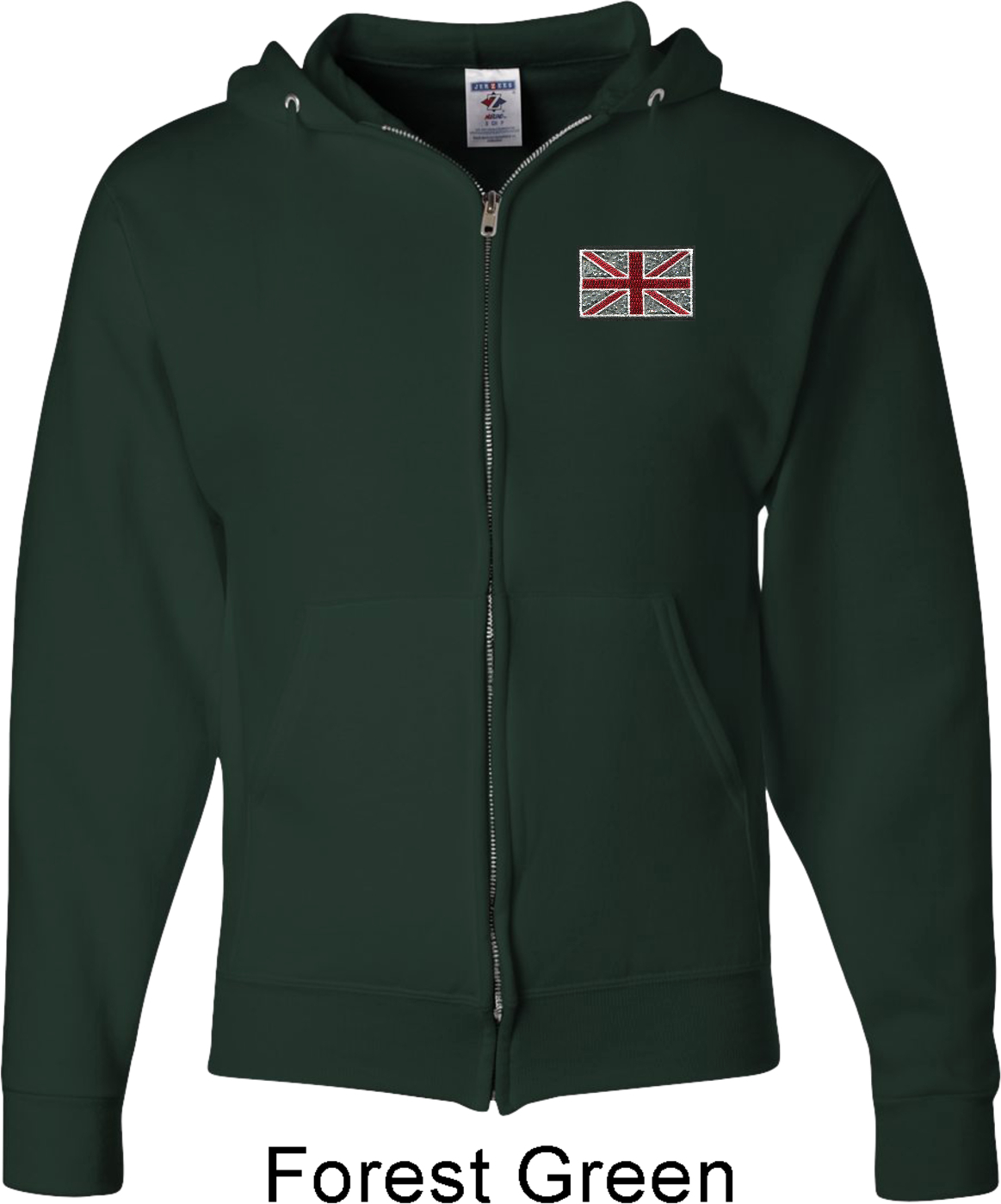 Union Jack Patch Pocket Print Mens Full Zip Hoodie